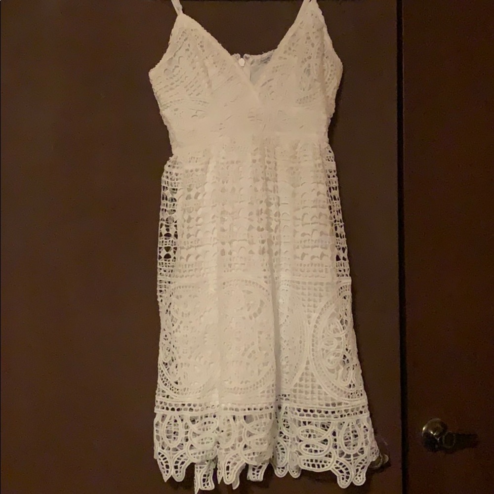 White crochet strapped dress